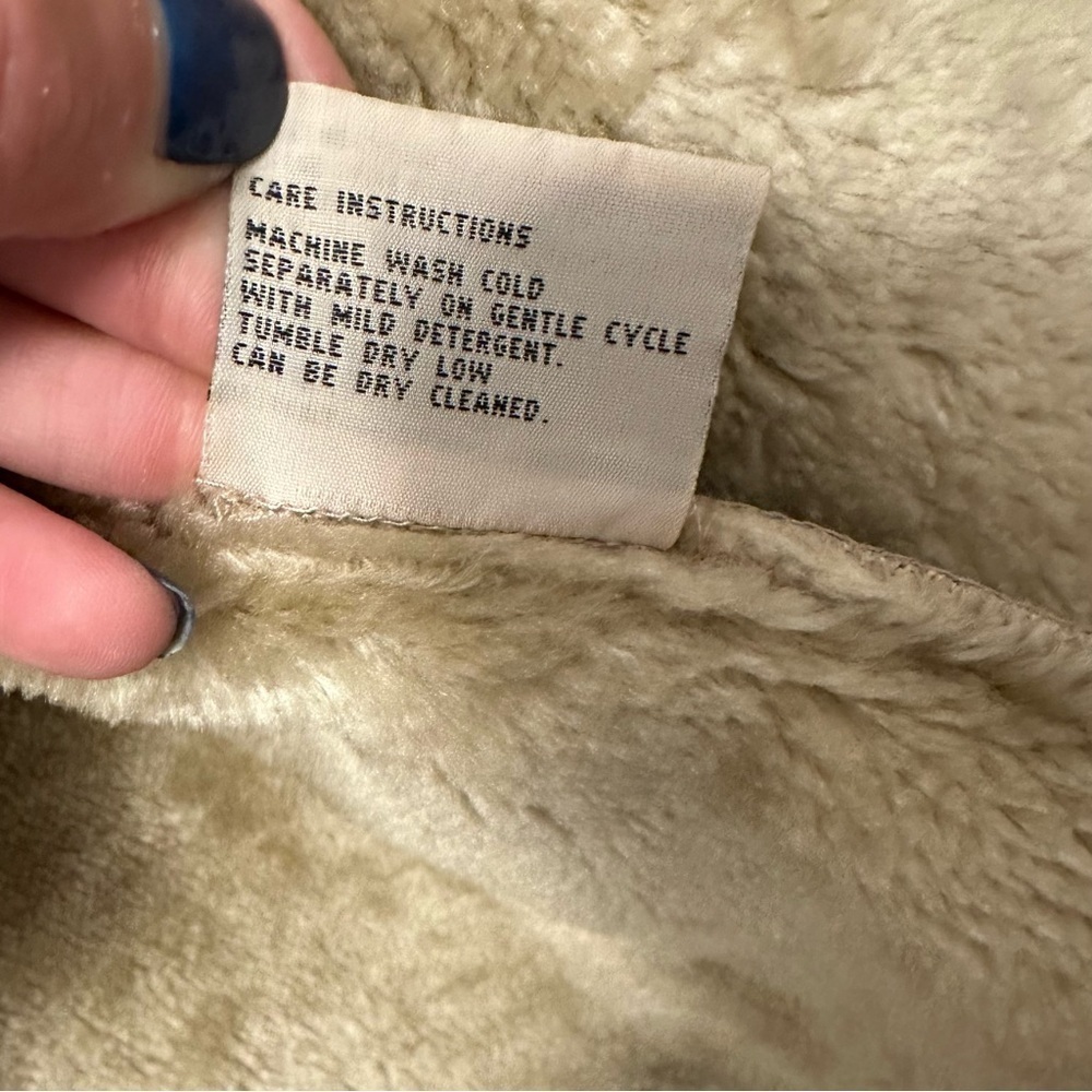 VTG Mulberry Street Coat Jacket S Faux Suede Soft Fur Lined Zip Hooded Camel - Picture 7 of 9
